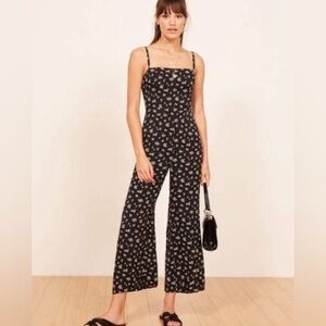 Reformation Guatemala Jumpsuit Black Floral Print 12